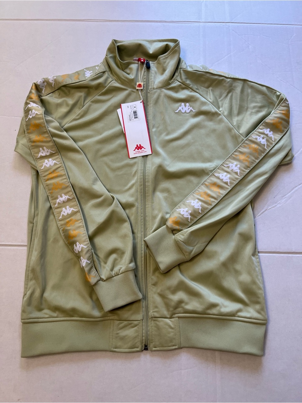 Kappa Olive Green Bomber Track Jacket with White Logo